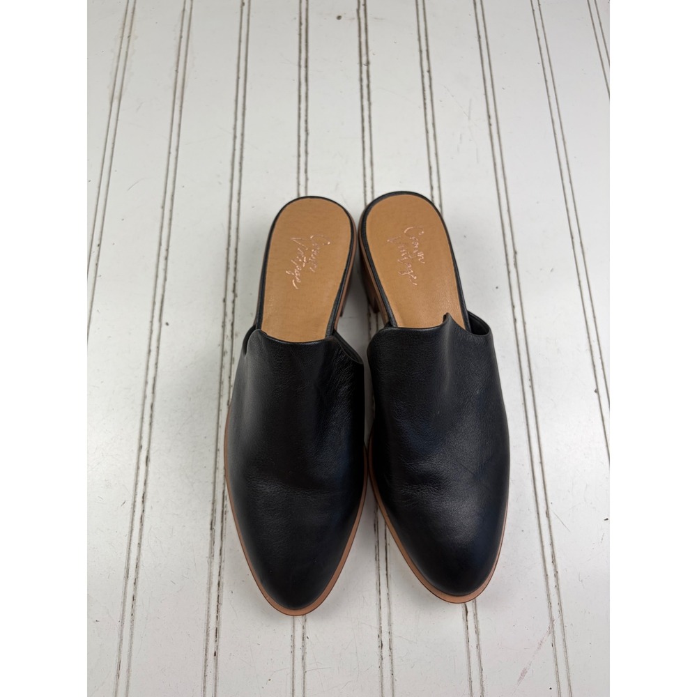 Crown Vintage Vintage Y2K Black Leather Slip On Mules Women's Size 7M - Picture 3 of 9